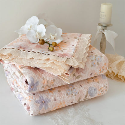 French Country Floral Quilted Cotton Bedspread