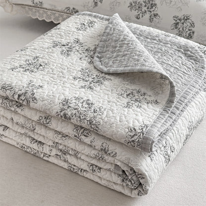 Vinatge Floral Quilted Cotton Bedspread