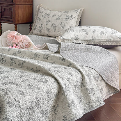 Vinatge Floral Quilted Cotton Bedspread