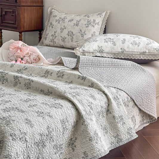 Vinatge Floral Quilted Cotton Bedspread