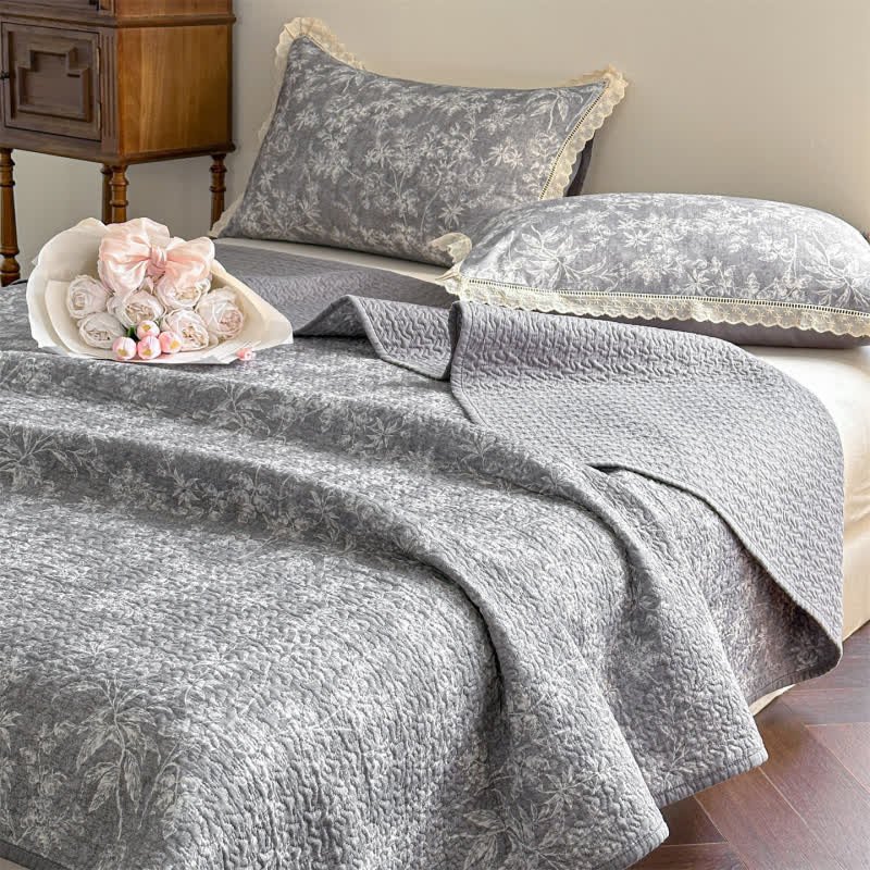 Botanical Cotton Quilted Cotton Bedspread
