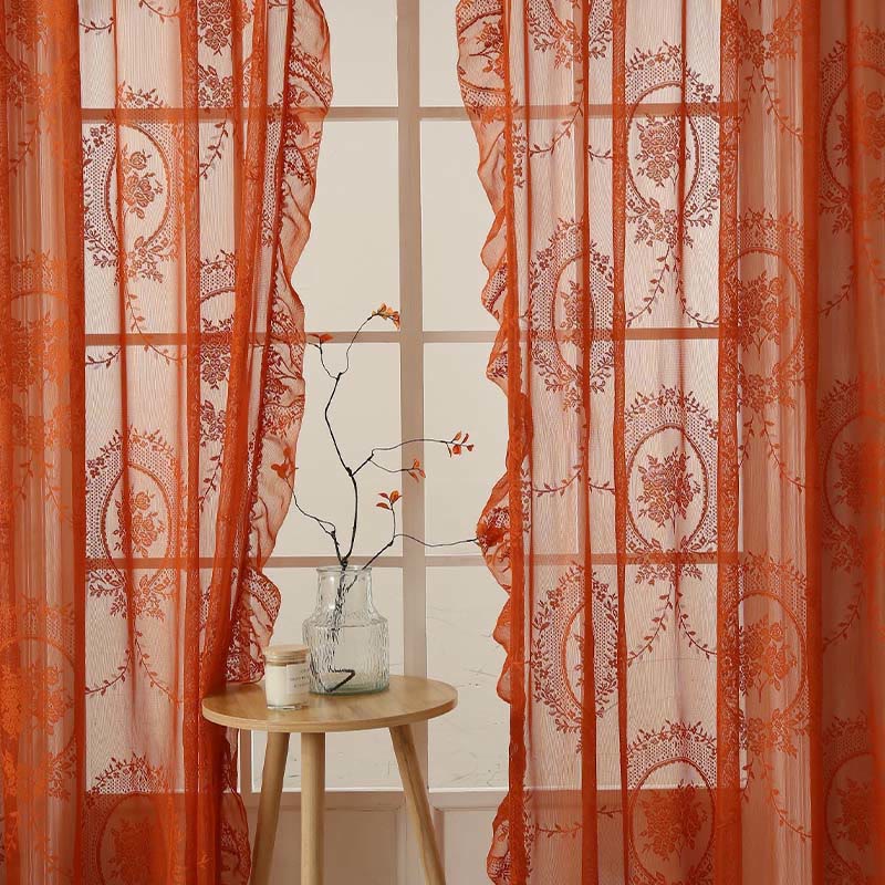 Cottage Lace Sheer Curtain with Ruffle Trim