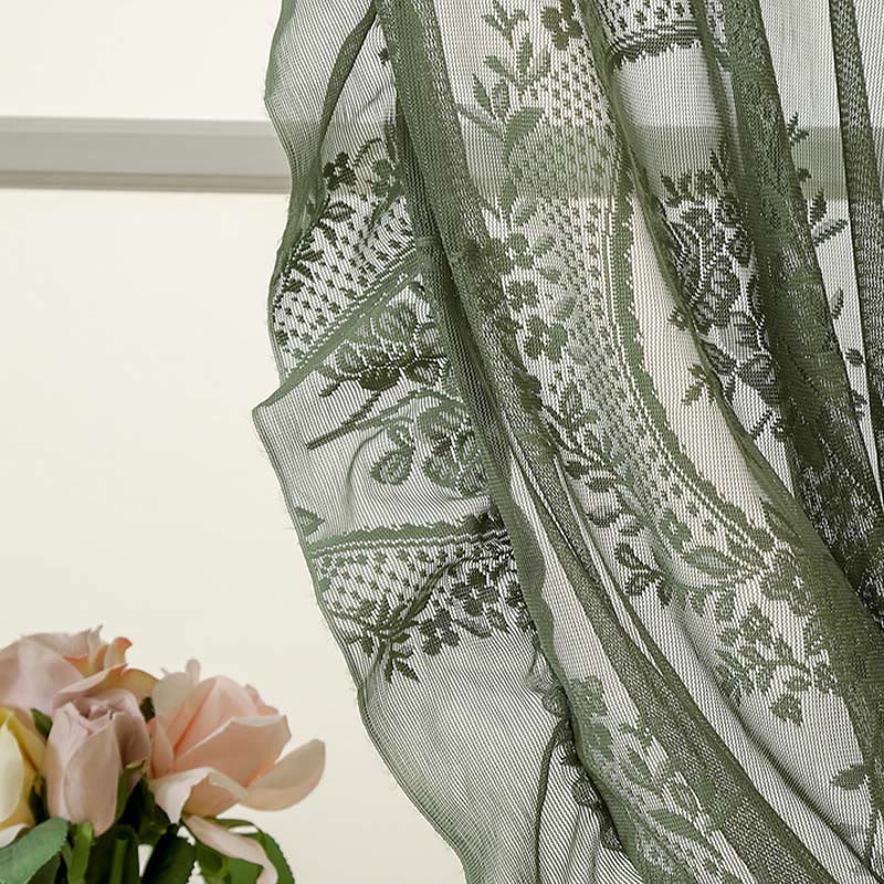 Cottage Lace Sheer Curtain with Ruffle Trim
