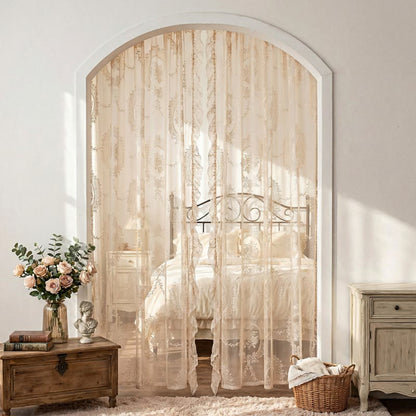 Cottage Lace Sheer Curtain with Ruffle Trim