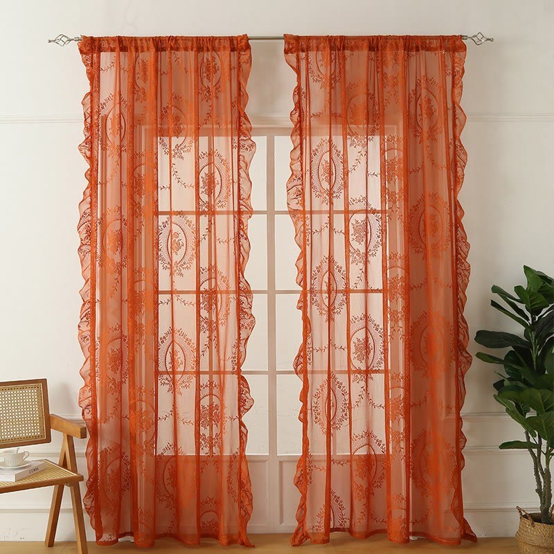 Cottage Lace Sheer Curtain with Ruffle Trim