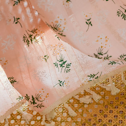 Refresh Floral Tassel Cotton Sheer Curtain