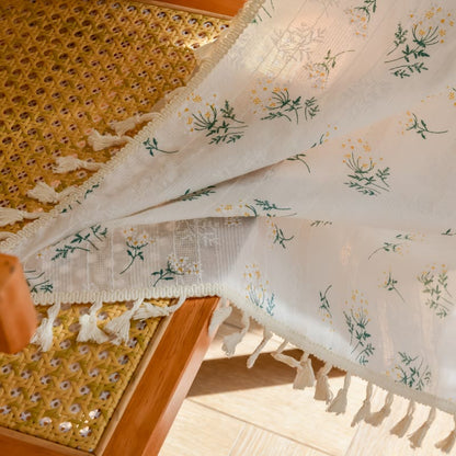 Refresh Floral Tassel Cotton Sheer Curtain