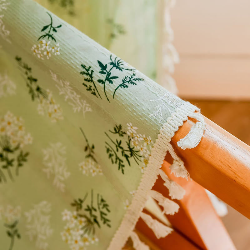 Refresh Floral Tassel Cotton Sheer Curtain