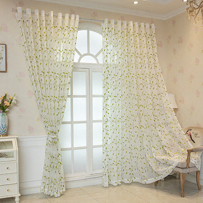 Cottage Style Green Leaf Sheer Curtain