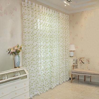 Cottage Style Green Leaf Sheer Curtain