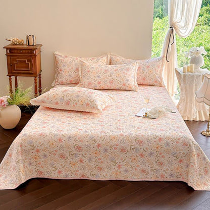 French Country Floral Quilted Cotton Bedspread