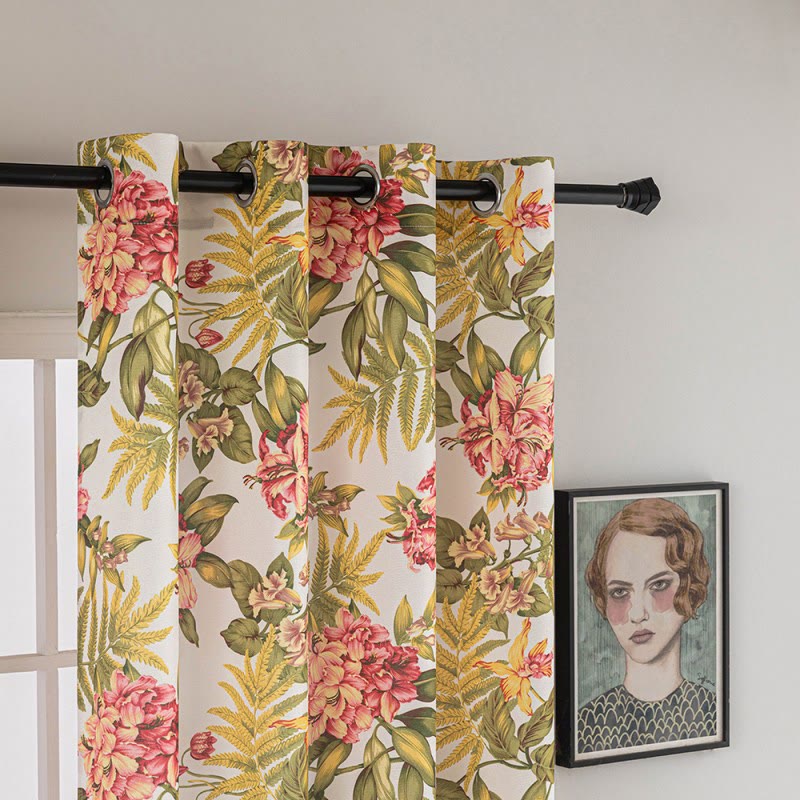 Cottage Style Floral & Leaf Curtain