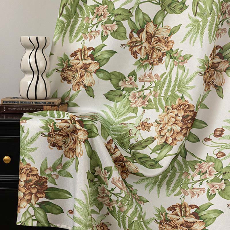 Cottage Style Floral & Leaf Curtain