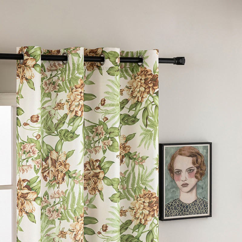 Cottage Style Floral & Leaf Curtain