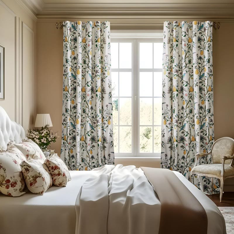 Vintage Country Bird & Floral Curtain