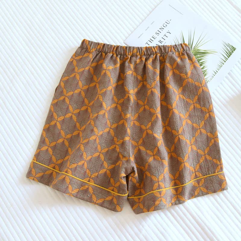 Yellow Plaid Cotton Gauze Pajama Shorts