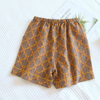 Yellow Plaid Cotton Gauze Pajama Shorts
