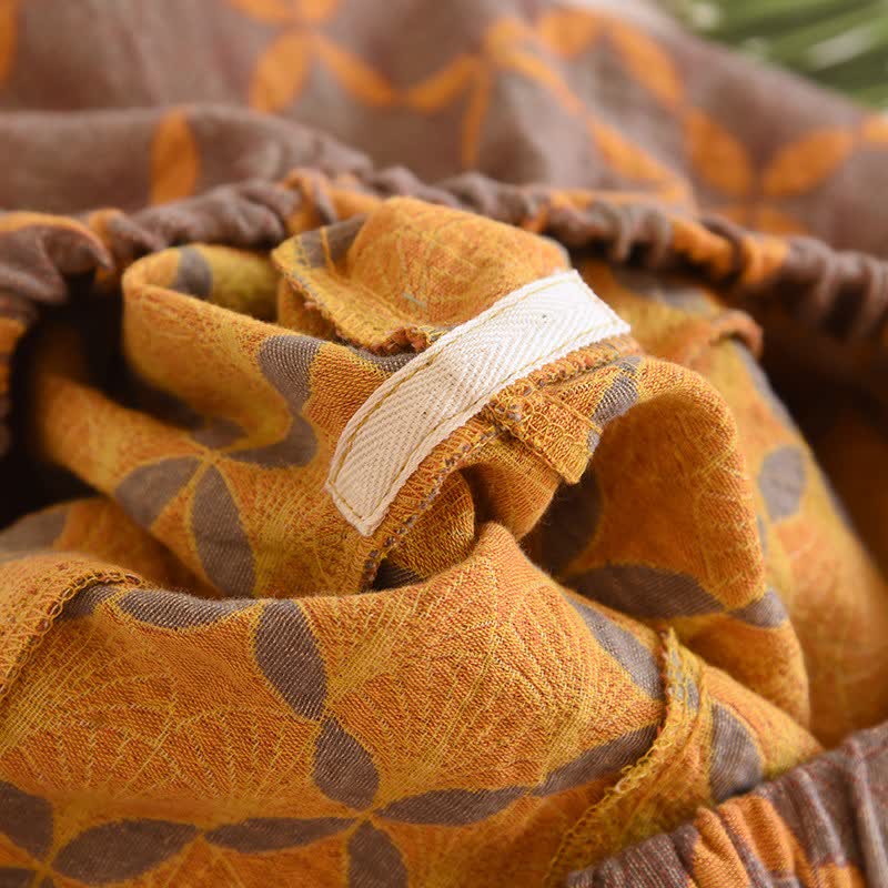 Yellow Plaid Cotton Gauze Pajama Shorts