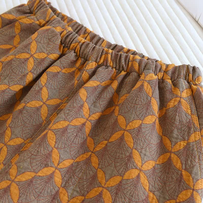 Yellow Plaid Cotton Gauze Pajama Shorts