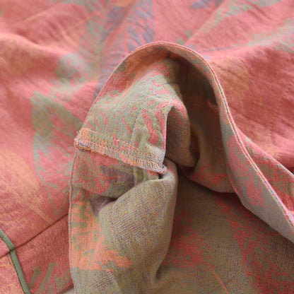 Artistic Leaf Cotton Gauze Pajama Shorts
