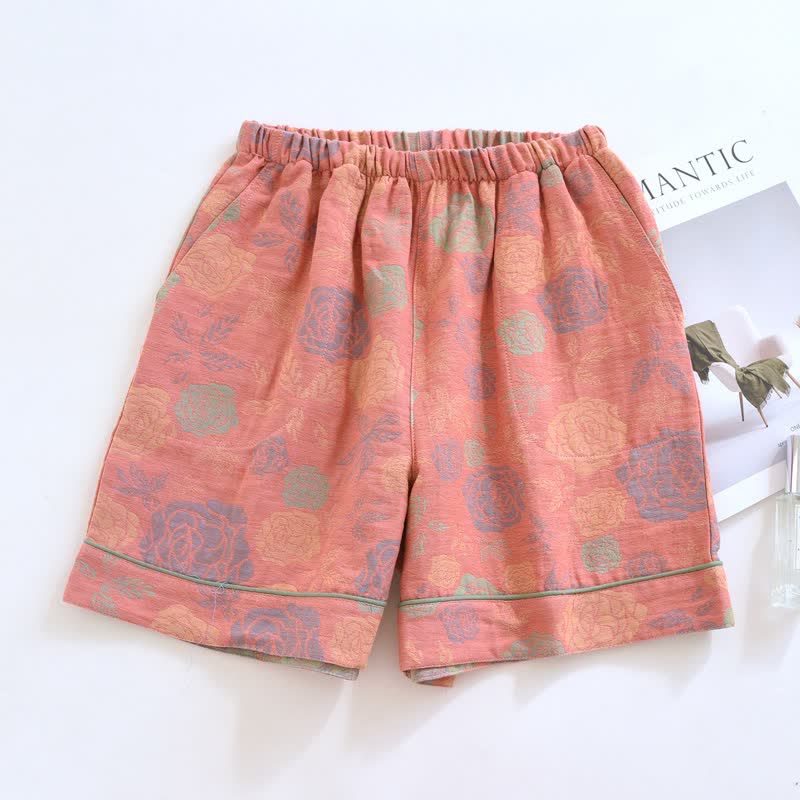 Romantic Rose Cotton Gauze Pajama Shorts