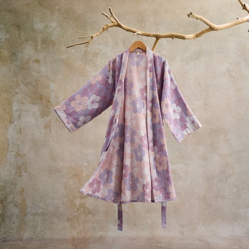 Cherry blossom Cotton Gauze Kimono Robe