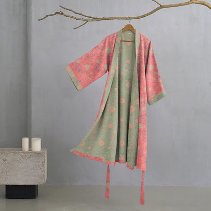 Double Gauze Floral Cotton Kimono Robe