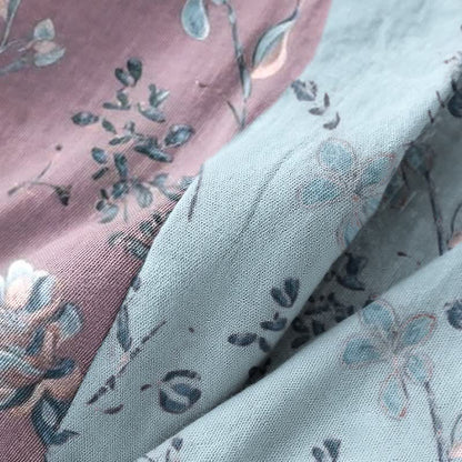 Double Gauze Blooming Floral Cotton Kimono Robe
