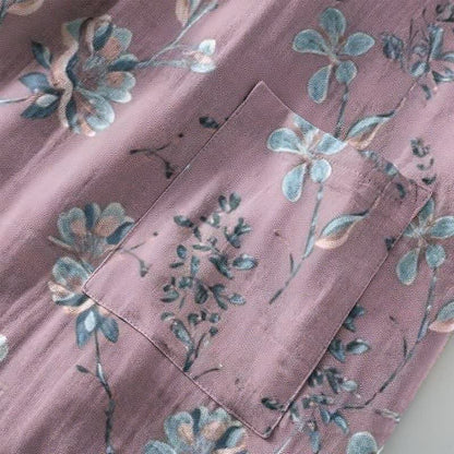 Double Gauze Blooming Floral Cotton Kimono Robe