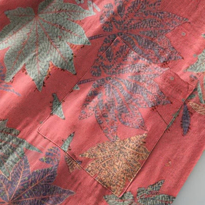 Double Gauze Maple Leaf Cotton Kimono Robe