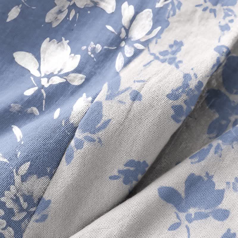 Double Gauze Elegant Floral Cotton Kimono Robe