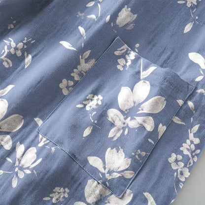 Double Gauze Elegant Floral Cotton Kimono Robe