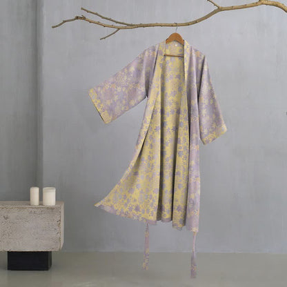 Double Gauze Botanical Cotton Kimono Robe
