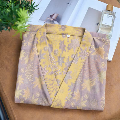 Double Gauze Botanical Cotton Kimono Robe