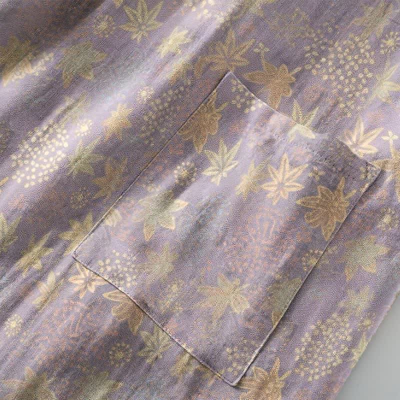 Double Gauze Botanical Cotton Kimono Robe