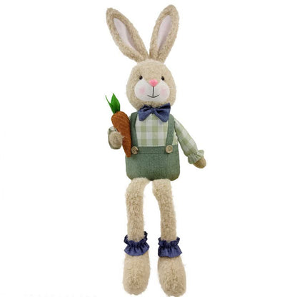Country Style Sitting Bunny Plush Figurine