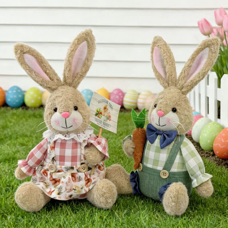 Easter Sitting Bunny Plush Figurine Decor