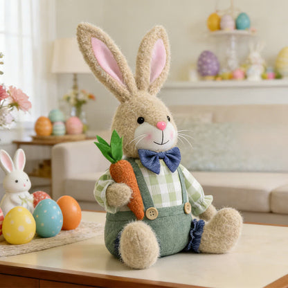 Easter Sitting Bunny Plush Figurine Decor