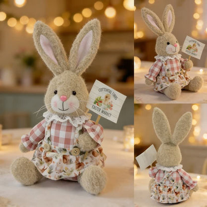 Easter Sitting Bunny Plush Figurine Decor