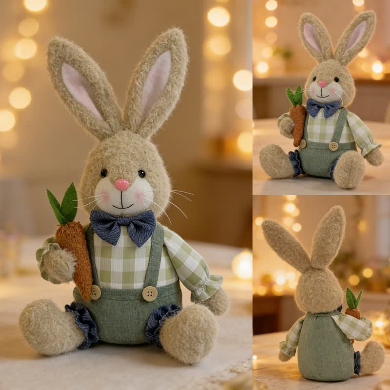 Easter Sitting Bunny Plush Figurine Decor