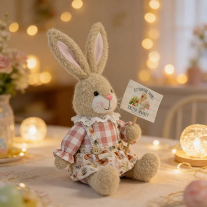 Easter Sitting Bunny Plush Figurine Decor
