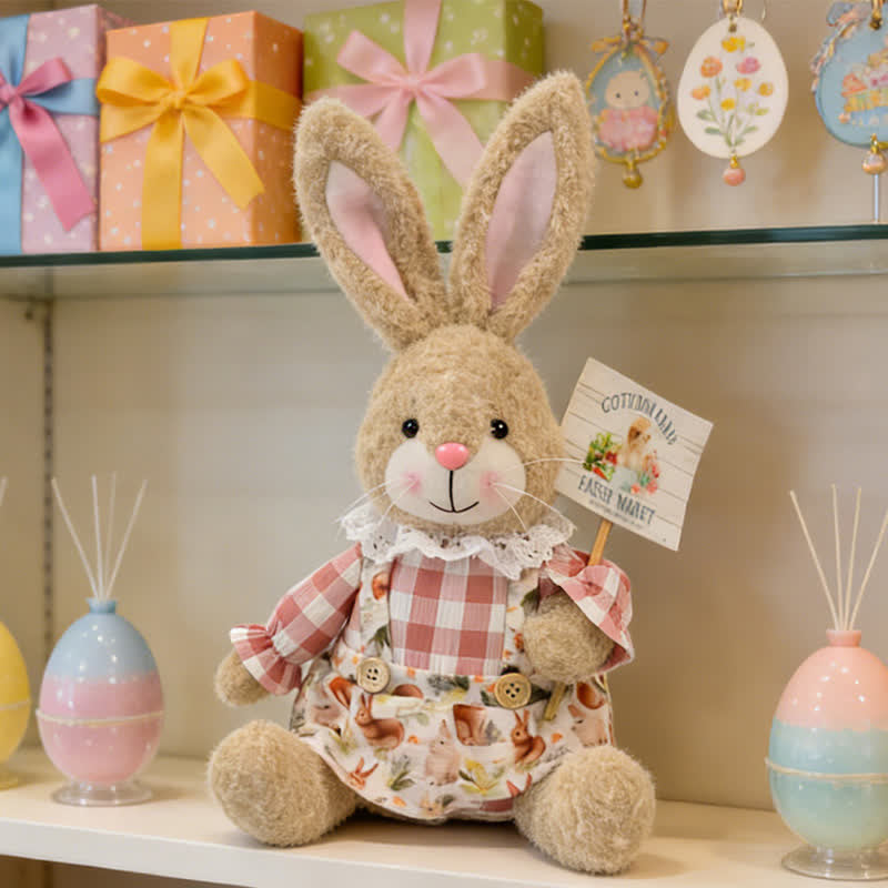 Easter Sitting Bunny Plush Figurine Decor