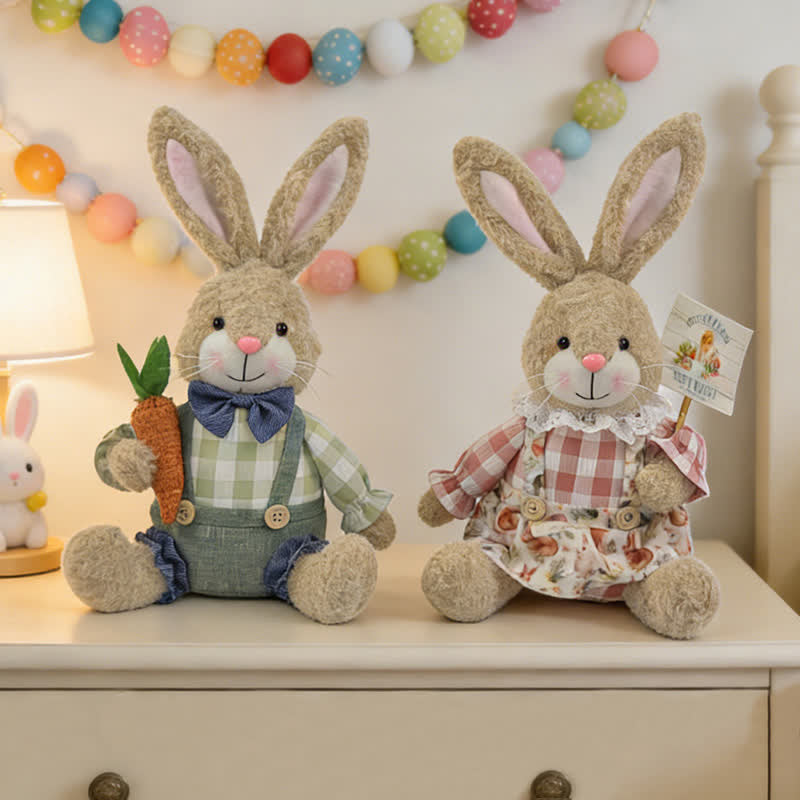 Easter Sitting Bunny Plush Figurine Decor