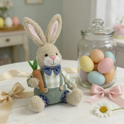 Easter Sitting Bunny Plush Figurine Decor