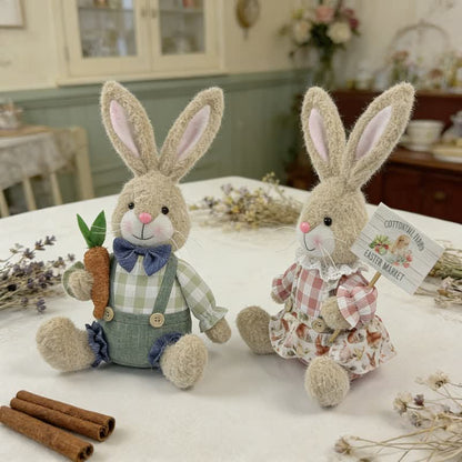Easter Sitting Bunny Plush Figurine Decor