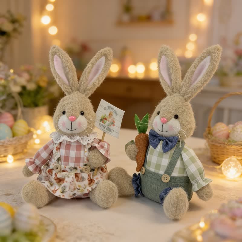 Easter Sitting Bunny Plush Figurine Decor
