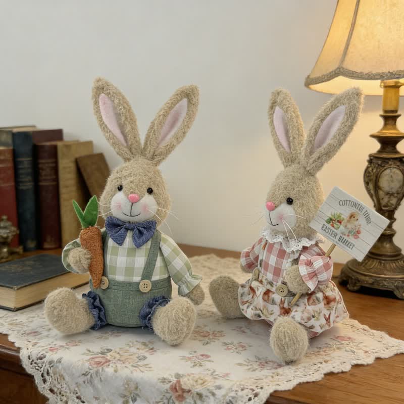 Easter Sitting Bunny Plush Figurine Decor