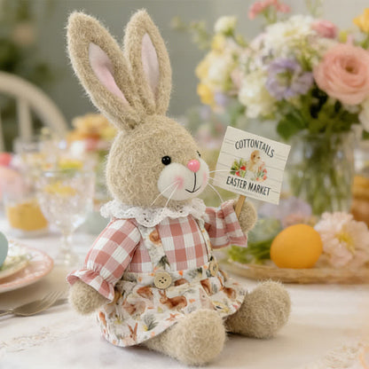 Easter Sitting Bunny Plush Figurine Decor