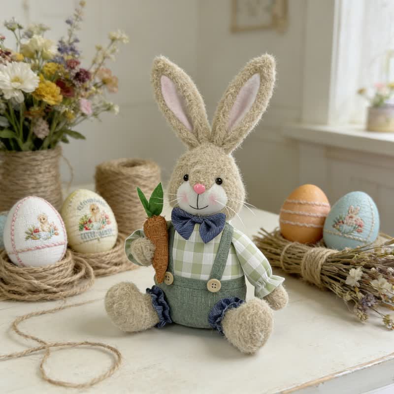 Easter Sitting Bunny Plush Figurine Decor