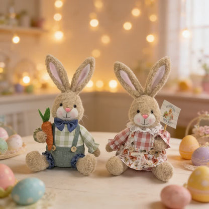 Easter Sitting Bunny Plush Figurine Decor